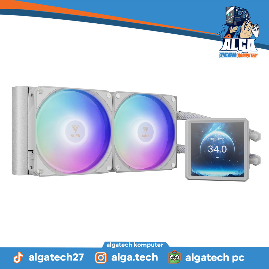 GAMDIAS AURA GL240mm ARGB LCD DISPLAY LIQUID CPU COOLER (WHITE)